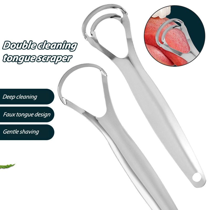 Tongue Scraper Metal - Roestvrijstalen Tongschraper Dubbellaags Grote Opening Tongcoating