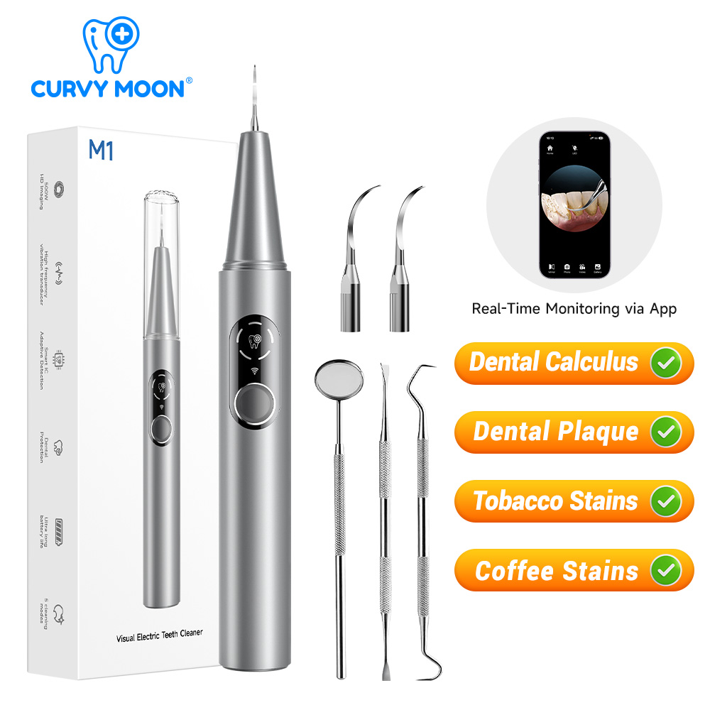 Teeth Whitening Uv - CURVY MOON Zichtbare elektrische ultrasone tandenreiniger