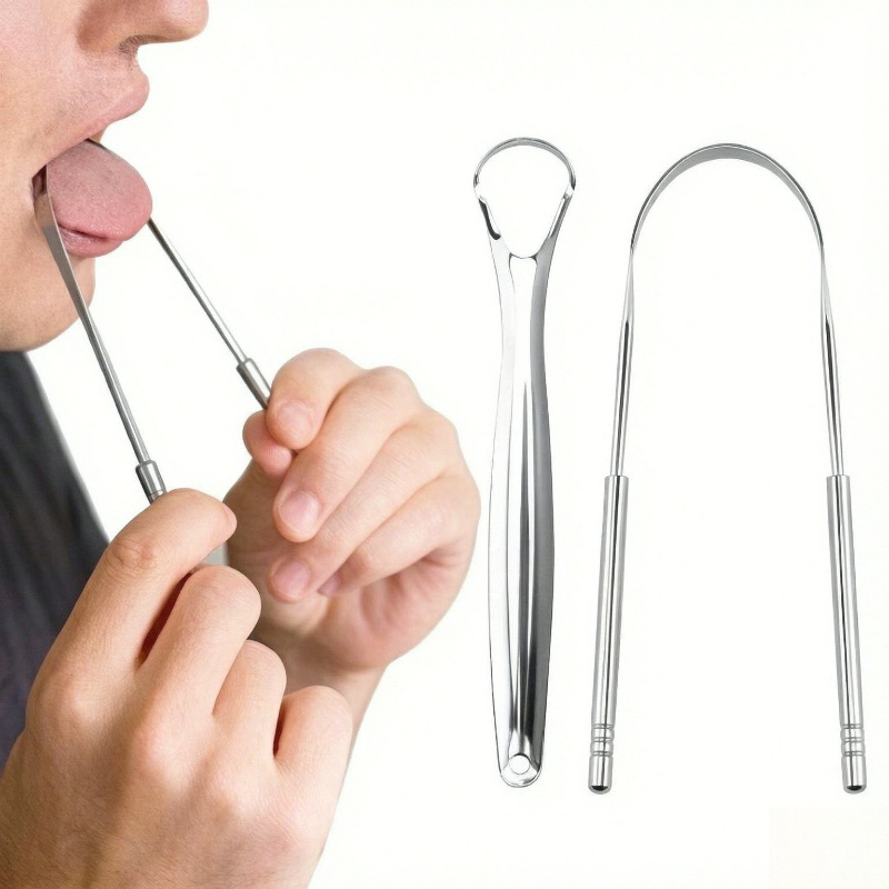 Tongue Scraper Metal - Tongschraper van roestvrij staal, draagbare tongschraper,
