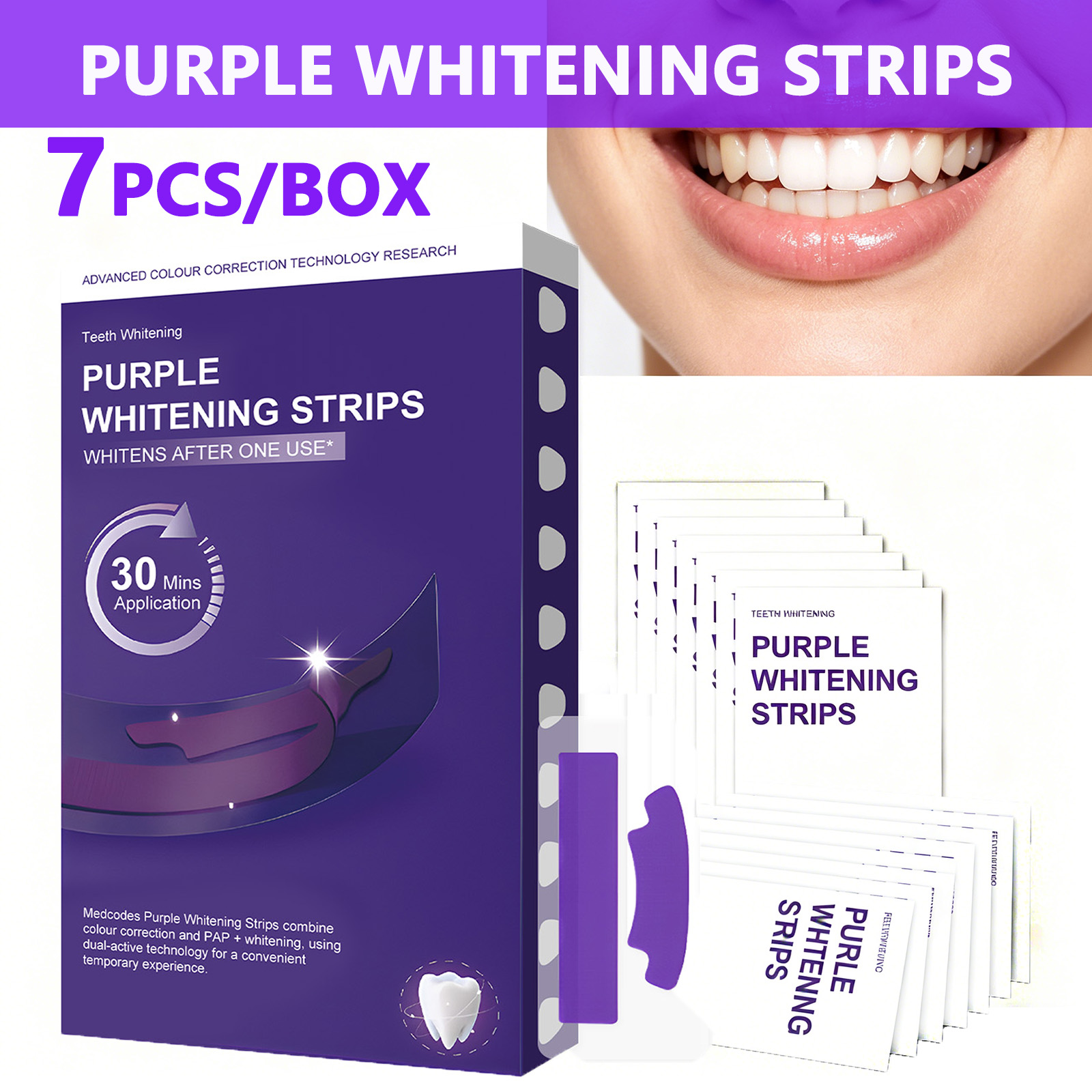 Paarse tandenbleekstrips – 30  - Teeth Whitening Quick recensie en prijs